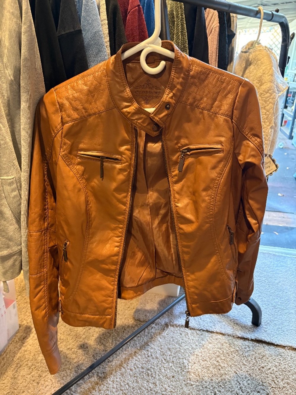 Brown Joujou faux, leather jacket